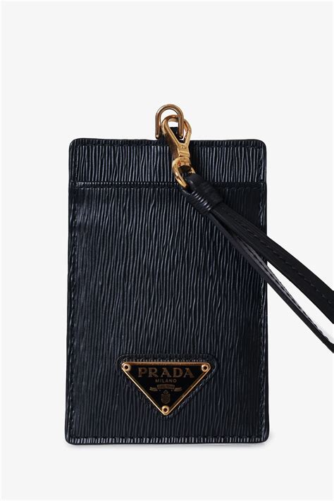 Black Saffiano Leather Badge Holder 